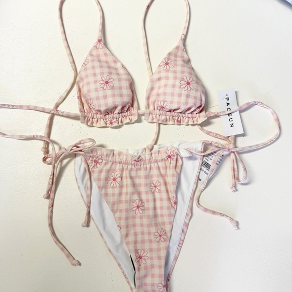 PacSun Pink Gingham Sydni Ruffle Bikini Set – NWT Small / Medium - Picture 2 of 6